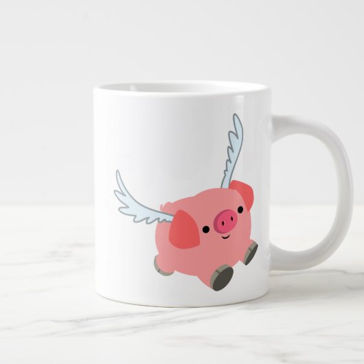 Niedliches Flügelfleisch Cartoon Pig Jumbo-Tasse (Rechts)