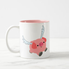 Niedliches Flügelfleisch Cartoon Pig Zweifarbige Tasse