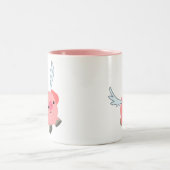 Niedliches Flügelfleisch Cartoon Pig Zweifarbige Tasse (Mittel)