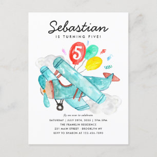 Niedliches Flugzeug Balloons Flugzeug Geburtstag Postkarte