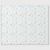 Niedliches Flugzeug und Wolken Kinderduschmuster Geschenkpapier (Flach)