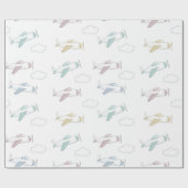 Niedliches Flugzeug- und Wolkenmuster Geschenkpapier (Flach)