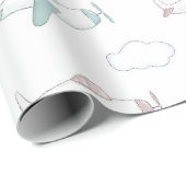 Niedliches Flugzeug- und Wolkenmuster Geschenkpapier (Rolleneckpunkt)