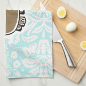 Niedliches Flusspferd; Aquamarin Geschirrtuch (Viertel Falte)