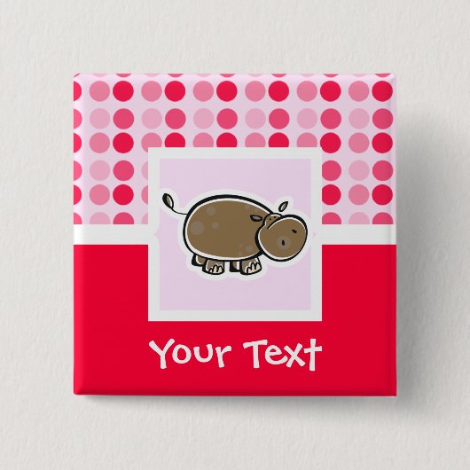 Niedliches Flusspferd Button (Vorderseite)