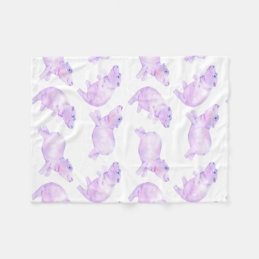 niedliches Flusspferd Fleecedecke (Vorderseite (Horizontal))