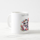 Niedliches Flusspferd im Herzflugzeug Kaffeetasse (Vorderseite Links)