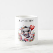 Niedliches Flusspferd im Herzflugzeug Kaffeetasse (Mittel)