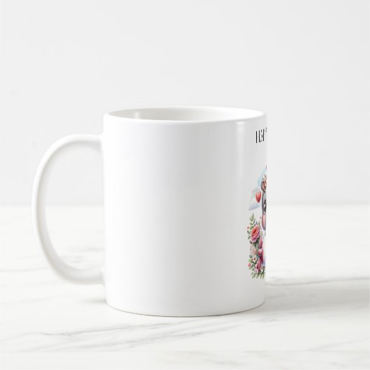 Niedliches Flusspferd im Herzflugzeug Kaffeetasse (Links)