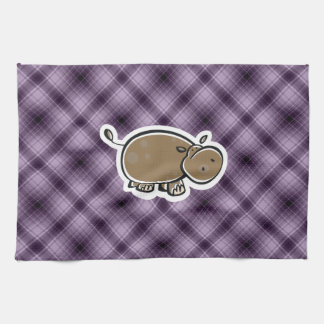 Niedliches Flusspferd; Lila Küchentuch