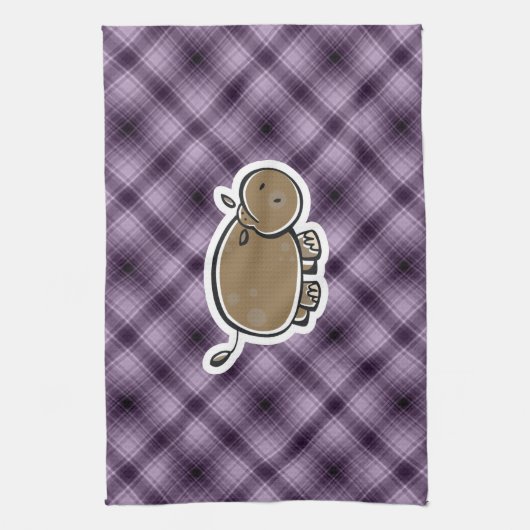 Niedliches Flusspferd; Lila Küchentuch (Vertikal)