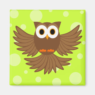 Niedliches Flying Night Owl Cartoon Magnet