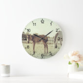 Niedliches Foel- und Mama-Pferd Große Wanduhr (Zuhause)