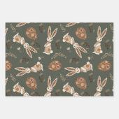 Niedliches Folk Bunny Egg Osterfest Hübsches Muste Geschenkpapier Set (Vorderseite 2)