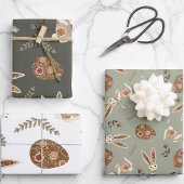 Niedliches Folk Bunny Egg Osterfest Hübsches Muste Geschenkpapier Set