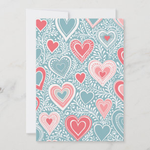 Niedliches Folk Floral Heart Dusty Blue Pink Babyd Feiertagskarte