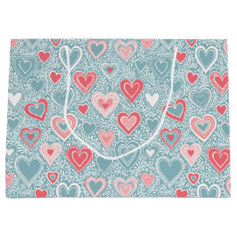 Niedliches Folk Floral Heart Dusty Blue Pink Babyd Große Geschenktüte