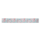 Niedliches Folk Floral Heart Dusty Blue Pink Babyd Satinband (Vorderseite)