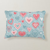 Niedliches Folkloreherz Dusty Blue Blush Pink Girl Dekokissen (Rückseite)