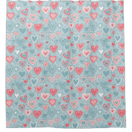 Niedliches Folkloreherz Dusty Blue Blush Pink Girl Duschvorhang