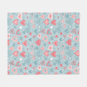 Niedliches Folkloreherz Dusty Blue Blush Pink Girl Fleecedecke (Vorderseite (Horizontal))
