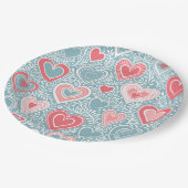 Niedliches Folkloreherz Dusty Blue Blush Pink Girl Pappteller (Schrägansicht)