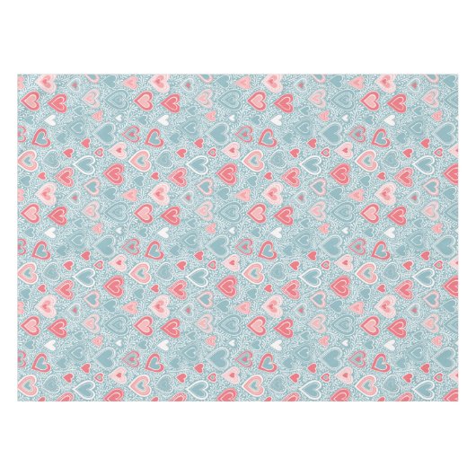 Niedliches Folkloreherz Dusty Blue Blush Pink Girl Tischdecke (Vorderseite (Horizontal))