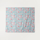 Niedliches Folkloreherz Dusty Blue Blush Pink Girl Wandteppich (Vorderseite (Horizontal))