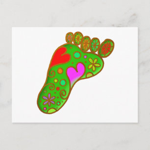 Niedliches Foot Print Doodle Painting Postkarte