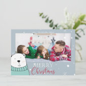 Niedliches Foto Bear Weihnachtskarte Feiertagskarte (Stehend Vorderseite)