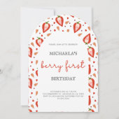 Niedliches Foto Berry First Birthday Arch Einladung (Vorderseite)