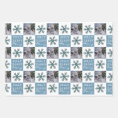 Niedliches Foto Blue Snowflakes Weihnachten Geschenkpapier Set (Vorderseite 3)