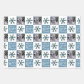 Niedliches Foto Blue Snowflakes Weihnachten Geschenkpapier Set (Vorderseite)