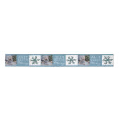 Niedliches Foto Blue Snowflakes Weihnachten Satinband (Vorderseite)