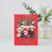 Niedliches Foto der Weihnachtsschneefamilie Postkarte (Stehend Vorderseite)