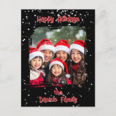 Niedliches Foto der Weihnachtsschneefamilie Postkarte (Vorderseite)