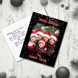 Niedliches Foto der Weihnachtsschneefamilie Postkarte