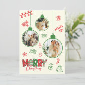 Niedliches Foto Doodle Weihnachtskarte Feiertagskarte (Stehend Vorderseite)