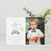 Niedliches Foto eines Baukrans jedes Lebensalter Dankeskarte (Stehend Vorderseite)