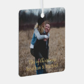 Niedliches Foto Frohe Weihnachten rustikal stilvol Ornament Aus Metall (Vorderseite Rechts)