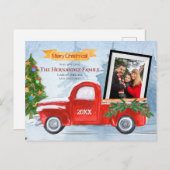 Niedliches Foto Frohe Weihnachten Rustikaler Truck (Vorne/Hinten)