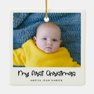 Niedliches Foto für mein erstes Weihnachts-Baby Keramikornament