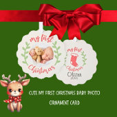 Niedliches Foto für mein erstes Weihnachts-Baby Ornament Karte