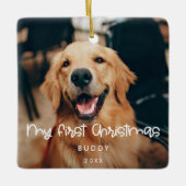 Niedliches Foto für mein erstes Weihnachtsgeschenk Keramikornament (Vorderseite)