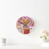 Niedliches Foto für Weihnachtshunde mit rosa Bow & Runde Wanduhr (Zuhause)