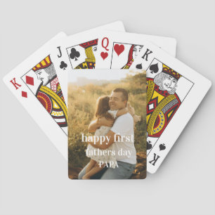 Niedliches Foto glückliche erste Väter Tag Papa Spielkarten