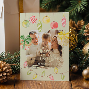 Niedliches Foto Grüner Weihnachtsfeiertag Feiertagskarte