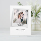 Niedliches Foto handgeschriebene Hochzeit Dankeskarte (Stehend Vorderseite)