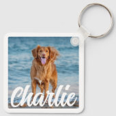Niedliches Foto Hund über Personalisierten Haustie Schlüsselanhänger (Rückseite)
