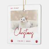 Niedliches Foto Kitten 1. Weihnachtsbaum Drucke Ro Keramikornament (Links)